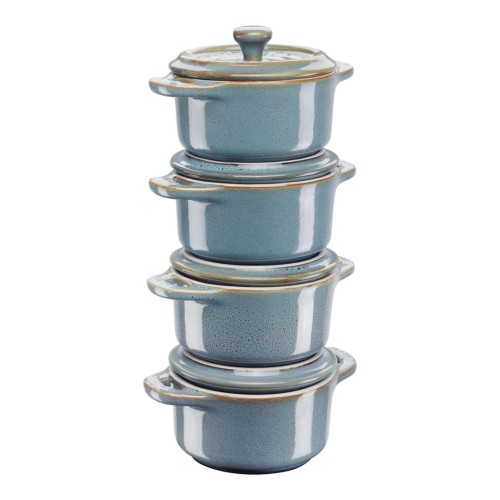 STAUB Mini Cocotte Okrągły 4 szt. - 200 ml 40508-160-0 Antyczny turkusowy - 2047922