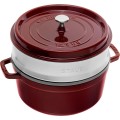 Garnek żeliwny okrągły z wkładem STAUB 40510-600-0 - 5,25 ltr grenadynowy - 1881854