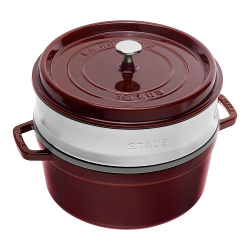 Garnek żeliwny okrągły z wkładem STAUB 40510-600-0 - 5,25 ltr grenadynowy - 1881854