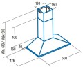 CATA Hood V-600 WH, Chimney, Energy efficiency class C, Width 60 cm, 420 m3/h, Mechanical control, LED, White - 2274111