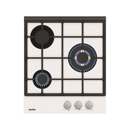 Simfer Hob H4.305.HGSBB Gas on glass Number of burners/cooking zones 3 Rotary knobs White - 1882192
