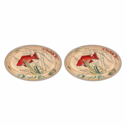 Zestaw 2 półmisków owalnych z melaminy Sea Life - 24 x 15 cm - 1883345