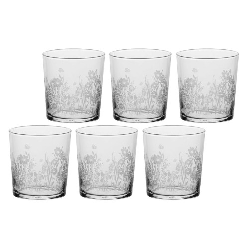 Zestaw 6 szklanek z grubym dnem Babila łąka - Przezroczysty, 350 ml - 1883288