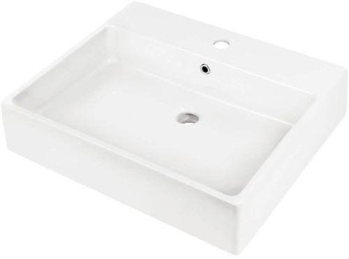 Umywalka ceramiczna nablatowa/ścienna z miejscem na baterię - 60x50 cm - 2258503