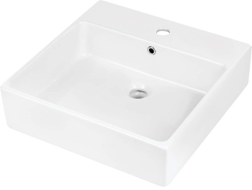 Umywalka ceramiczna nablatowa/ścienna z miejscem na baterię - 50x50 cm - 2258641