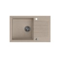 Zlewozmywak granitowy QUADRON PETER 111 Steingran beżowy z syfonem manualnym i zaślepką - 1181015