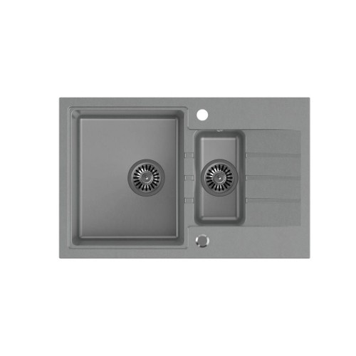 Zlewozmywak granitowy QUADRON PETER 156 Steingran szary z syfonem manualnym i zaślepką - 1181024
