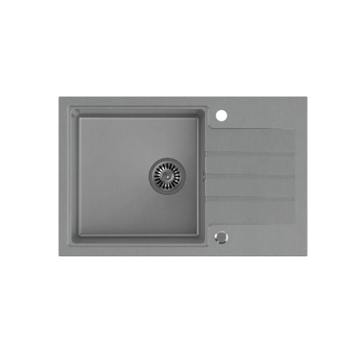 Zlewozmywak granitowy QUADRON PETER 111 Steingran szary z syfonem manualnym i zaślepką - 1181014