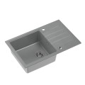 Zlewozmywak granitowy QUADRON PETER 111 Steingran szary z syfonem manualnym i zaślepką - 1181013