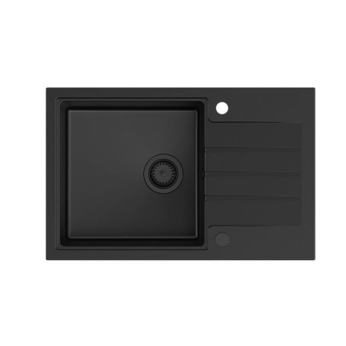 QUADRON PETER 111 GraniteQ zlewozmywak granitowy pure carbon 1-komorowy z/o (78x50x20) z syfonem pure carbon i zaĹ›lepkÄ… kol. czarny - 2085916