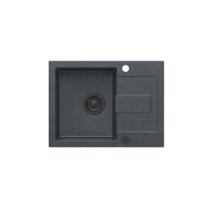 Zlewozmywak granitowy QUADRON CHRISTIAN 116 czarny wpuszczany + syfon save space w kolorze HCQC6045CZK_PC