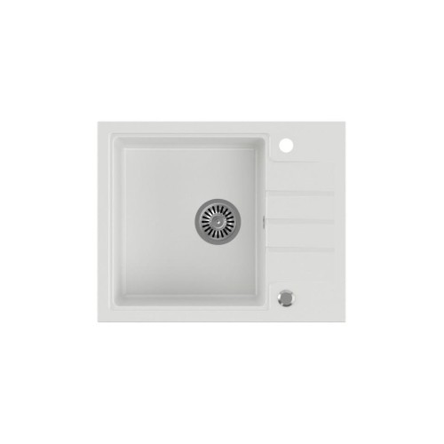 Zlewozmywak granitowy QUADRON PETER 116 Steingran biały z syfonem manualnym i zaślepką - 1181008