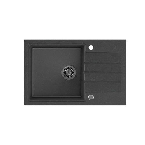 Zlewozmywak granitowy QUADRON PETER 111 Steingran czarny z syfonem manualnym i zaślepką - 1181012