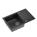 Zlewozmywak granitowy QUADRON PETER 111 Steingran czarny z syfonem manualnym i zaślepką - 1181011