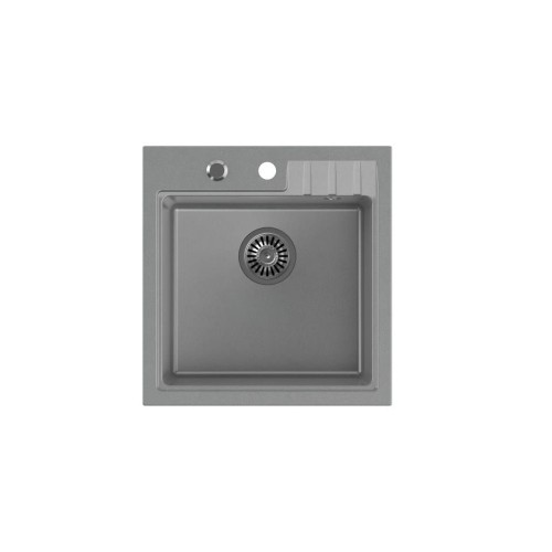 Zlewozmywak granitowy QUADRON PETER 110 Steingran szary z syfonem manualnym i zaślepką - 1181050
