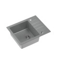 Zlewozmywak granitowy QUADRON PETER 116 Steingran szary z syfonem manualnym i zaślepką - 1181003