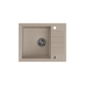 Zlewozmywak granitowy QUADRON PETER 116 Steingran beżowy z syfonem manualnym i zaślepką - 1181006