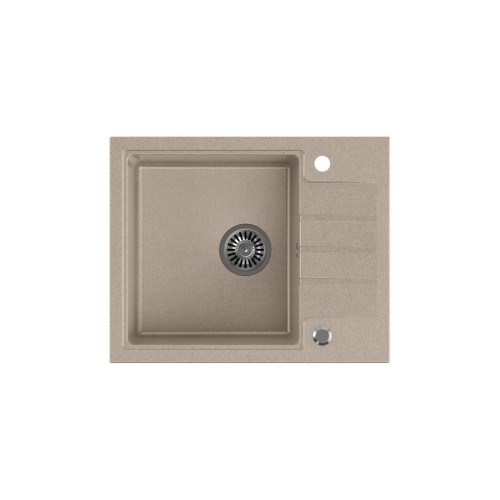 Zlewozmywak granitowy QUADRON PETER 116 Steingran beżowy z syfonem manualnym i zaślepką - 1181006