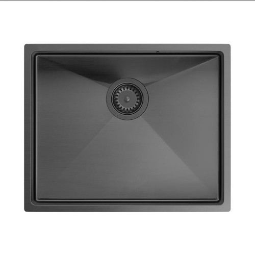 QUADRON ANTHONY SteelQ zlewozmywak PVD graphite metal z syfonem 1-komorowy b/o wersja wpuszczana + szablon + zaczepy - 2085850