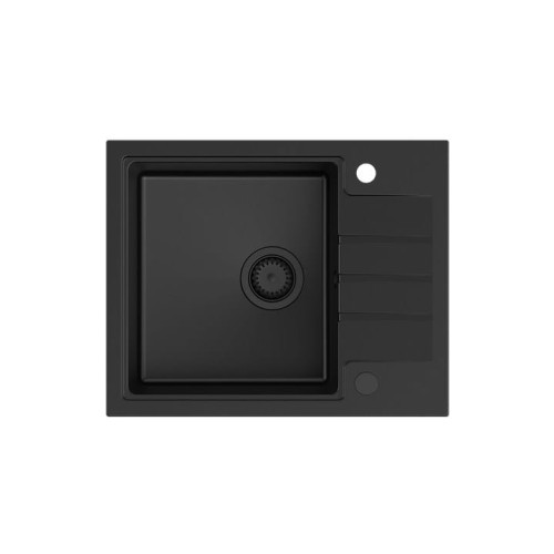 QUADRON PETER 116 GraniteQ zlewozmywak granitowy pure carbon 1-komorowy z/o (62x50x20) z syfonem pure carbon i zaĹ›lepkÄ… kol. czarny - 2085855