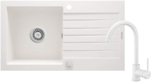 Zlewozmywak granitowy z baterią 1-komorowy z ociekaczem ZQZVA113 5907650876847 - 2258809