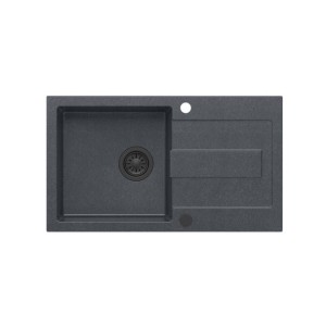 Zlewozmywak granitowy QUADRON CHRISTIAN 111 czarny wpuszczany + syfon save space w kolorze HCQC7845CZK_PC