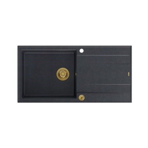 EVAN 146 XL GraniteQ zlewozmywak z syfonem Push 2 Open 1-komorowy z/o (1000x500x210; kom. 420x480) black diamond / elementy zĹ‚ote - 2086005