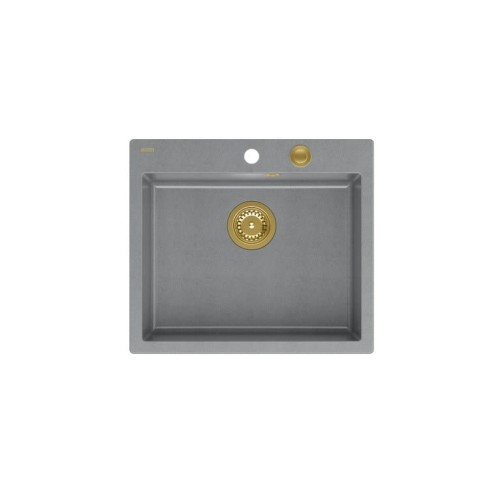 MORGAN 110 GraniteQ zlewozmywak silver stone z syfonem Push To Open kol. zĹ‚oty 1-komorowy b/o + zaczepy 4 szt - 2085979