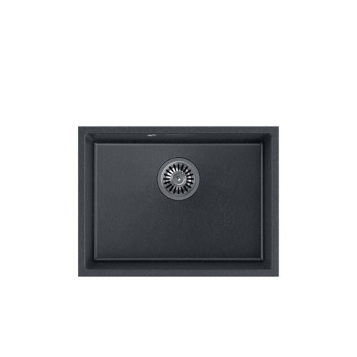 QUADRON ALEC 50 GraniteQ zlewozmywak black dotted (czarny) 53,5x40x20,5 cm 1-komorowy b/o komora podwieszana okrÄ…gĹ‚y odpĹ‚yw  + syfon manualny stal szczotkowana + zaczepy - 2085830