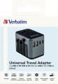 Adapter podróżny Verbatim UTA-03 globalny 1xUSB-C PD 30W QC 18W, 1xUSB-C 15W, 2xUSB-A 12W - 2326656