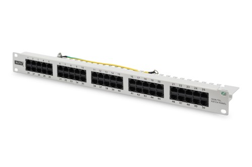 Patch panel DIGITUS ISDN telefoniczny 19" 50x RJ45 (8P4C) UTP kat. 3 szary - 2088428