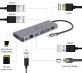 Adapter USB-C męski do Hub 3.0 + HDMI + PD + czytnik kard + RJ-45 Gembird A-CM-COMBO5-05 - 1532458