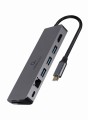 Adapter USB-C męski do Hub 3.0 + HDMI + PD + czytnik kard + RJ-45 Gembird A-CM-COMBO5-05 - 1532457