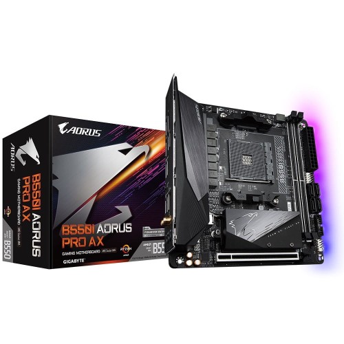 GIGABYTE B550I AORUS PRO AX AM4 DDR4 2xM.2 4xSATA WiFi DP HDMI mITX MB - 2333801