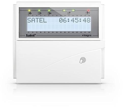 SATEL Manipulator LCD (białe podświetlenie, czytnik kart zbliżeniowych 125 kHz) INT-KLCDR-W - 2328246