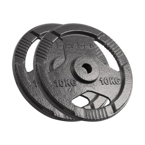 Zestaw obciążeń żeliwnych 2x10kg, otwór 31mm, talerz z uchwytami, REBEL ACTIVE - 2253984
