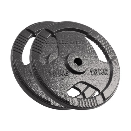 Zestaw obciążeń żeliwnych 2x15kg, otwór 31mm, talerz z uchwytami, REBEL ACTIVE - 2254001