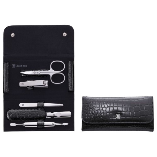 Zestaw do manicure Zwilling Classic Inox – czarne, skórzane etui, 5 elementów - Czarny - 1890228