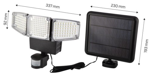 Lampa solarna ścienna potrójna LED 1000 lm - 2318349