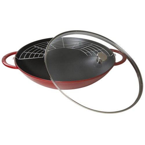 Wok żeliwny z pokrywką Staub - Czerwony, 37 cm - 1941003