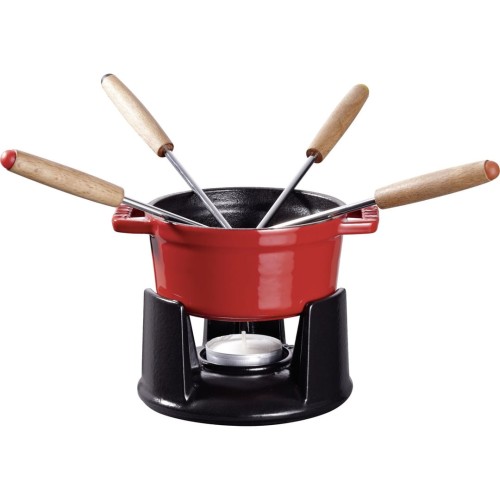 Mini zestaw do fondue Staub - 10 cm, Czerwony - 1941052