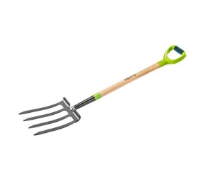 Widły do kopania 4 zęby trzonek drewniany , uchwyt z tworzywa