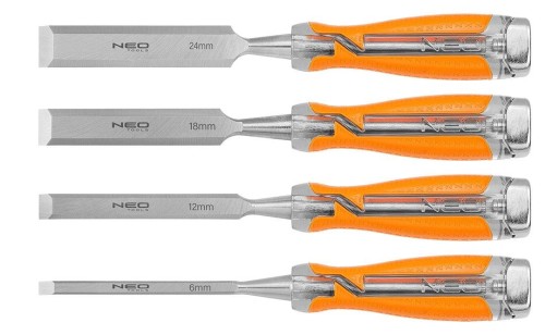 Dłuta 6, 12, 18, 24, zestaw 4 szt. Uchwyt dwukomponentowy. Pakowane w etui - 2193864