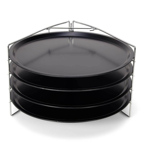 PATISSE CLASSIQUE 4 okrągłe blachy do pizzy ze stojakiem - 2309672