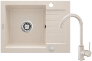 Zlewozmywak granitowy z baterią 1-komorowy z ociekaczem ZQZA511A 5907650875505