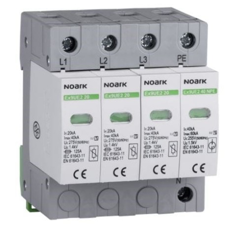 Ogr. przep., typ II, 275 V AC, 20 kA, wymienna wkładka, 3+N-bieg. (Ex9UE2 20 3PN 275) - 1643741