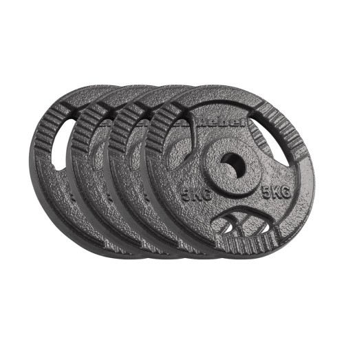 Zestaw obciążeń żeliwnych 4x5kg, otwór 31mm, talerz z uchwytami, REBEL ACTIVE - 2254035