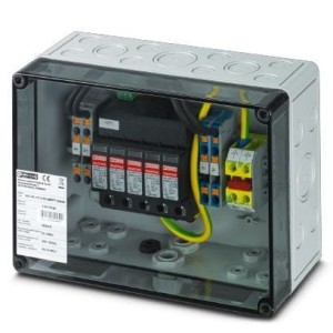 Skrzynka z ogranicznikami przepięć dla 2 MPPT / Phoenix-Contact / 1000DC / 2MPP-SPD-S / box 2 MPPT / 1101176 / Ogranicznik przepięć typ T1/T2 w szczelnej (IP65) obudowie z wyprowadzonymi przepustami (