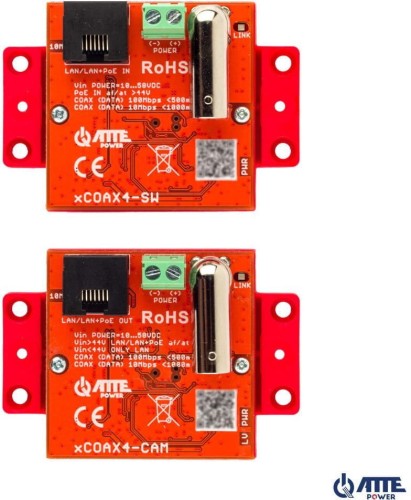 Zestaw aktywnych konwerterów do transmisji Ethernet oraz PoE ATTE xCOAX4-SET - 2327038