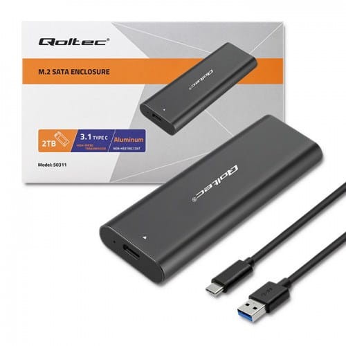 Obudowa/kieszeń Qoltec do dysków M.2 SSD | NVME | PCI-E | USB typ C - 1531707